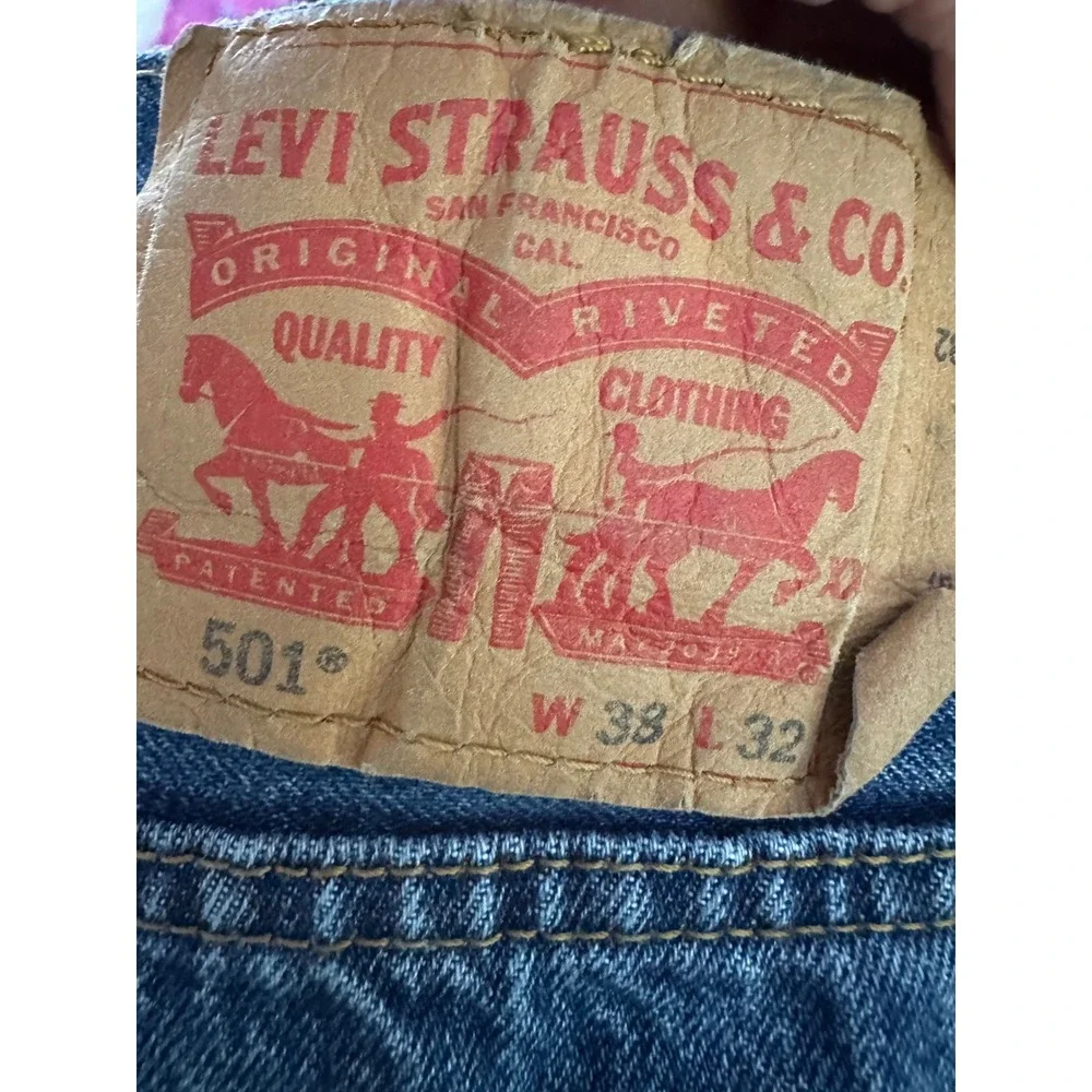Levi's Jeans Men 38x32 Blue 501 Original Fit Straight Leg Paint‎ Splatter Denim